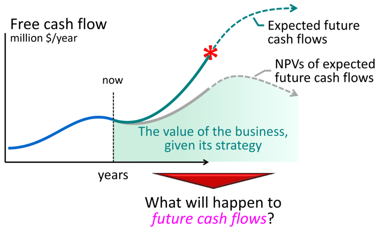 The value of a business, its projects, initiatives and strategy